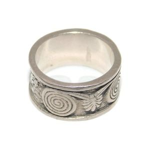 925 Vintage Estate Sterling Silver Band Ring Ornate Swirls Artisan US Size 6